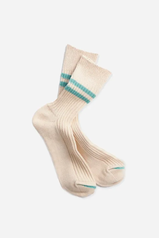 RoToTo Hemp Organic Cotton Stripe Socks / White Sand sold by Bridge & Burn