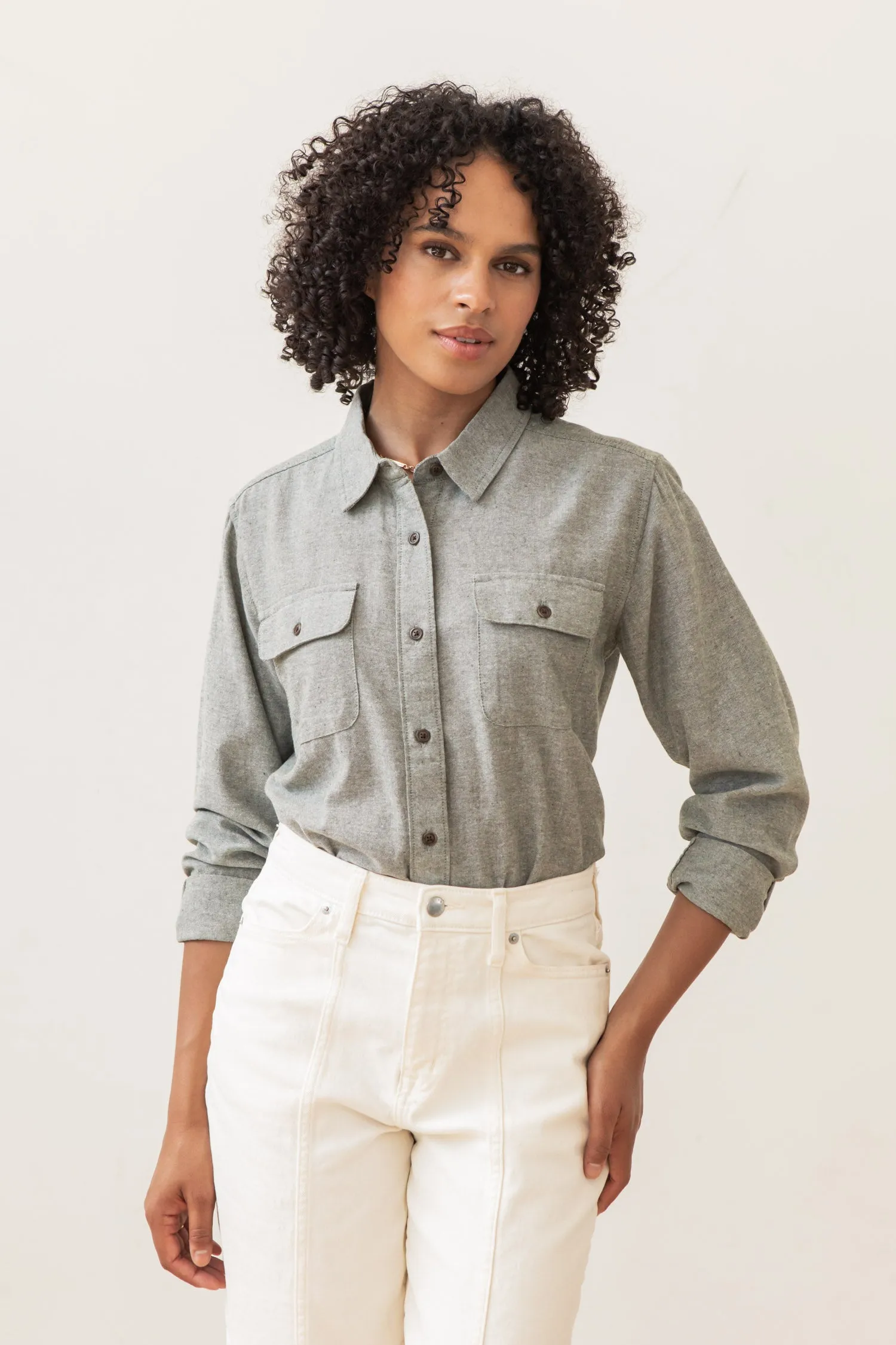 Lenon Shirt / Sage Chambray sold by Bridge & Burn product image thumbnail 2
