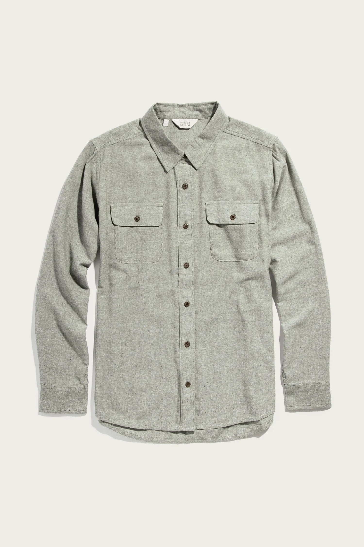 Lenon Shirt / Sage Chambray sold by Bridge & Burn