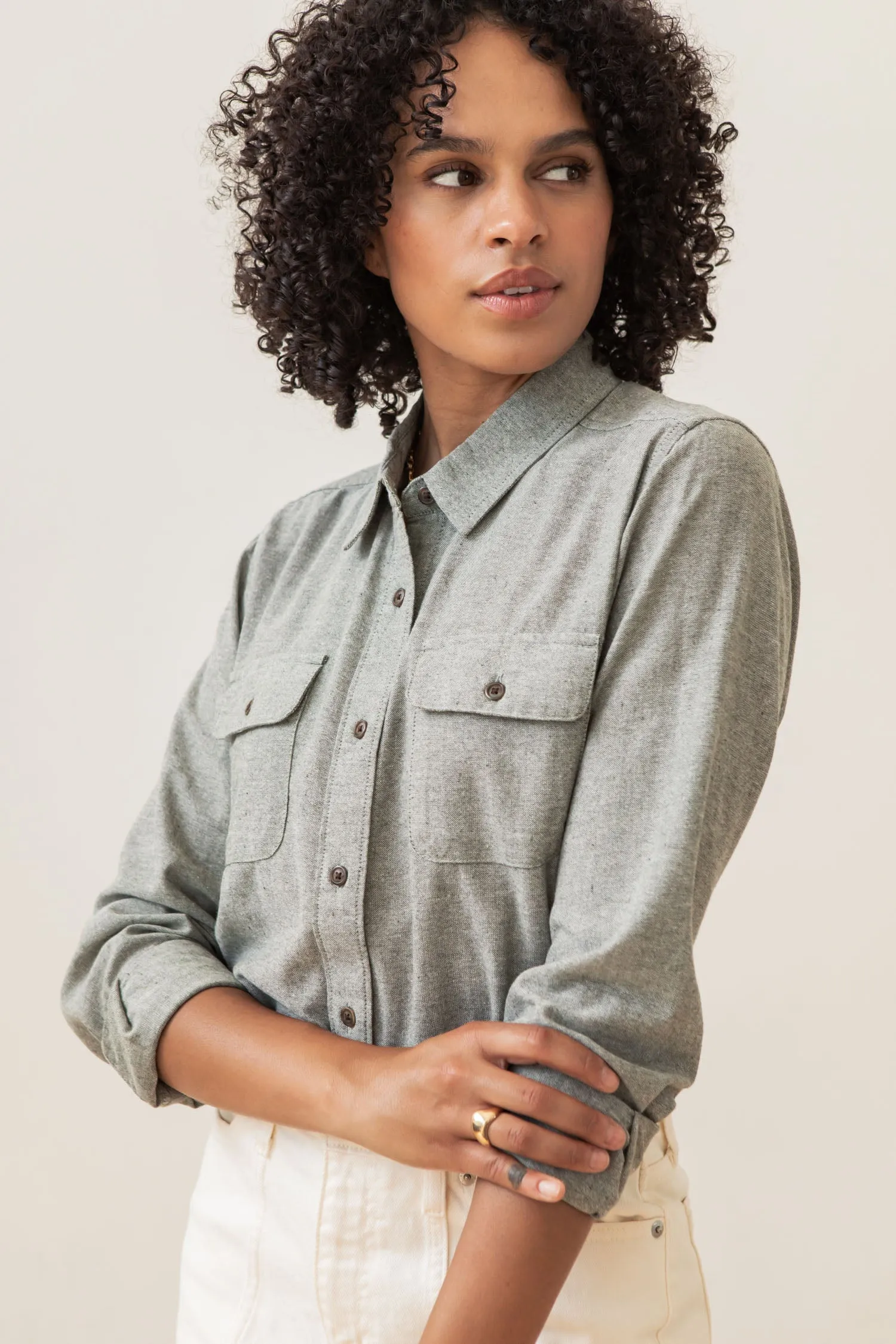 Lenon Shirt / Sage Chambray sold by Bridge & Burn product image thumbnail 3