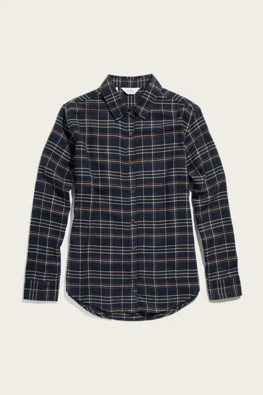 Olivia Slim Shirt / Dusk Herringbone Plaid sold by Bridge & Burn