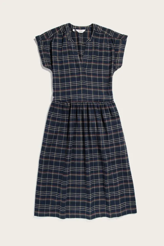 Ira Dress / Dusk Herringbone Plaid sold by Bridge & Burn
