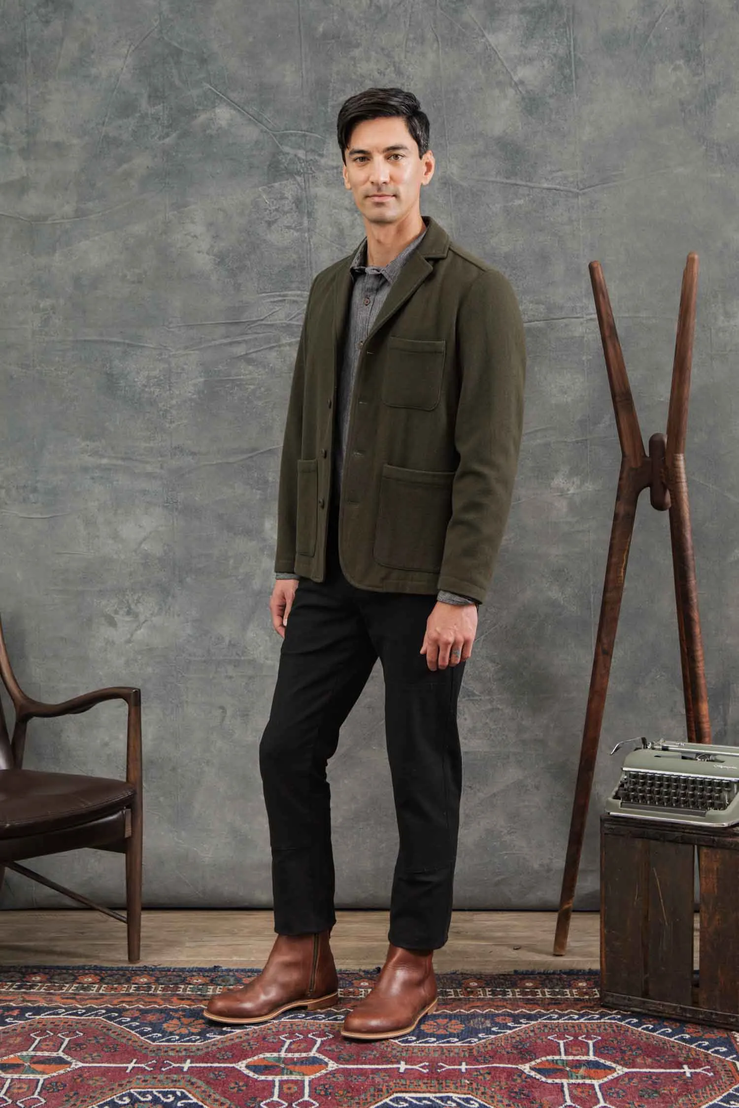 Nate Chore Blazer / Basque Green Wool sold by Bridge & Burn product image thumbnail 3