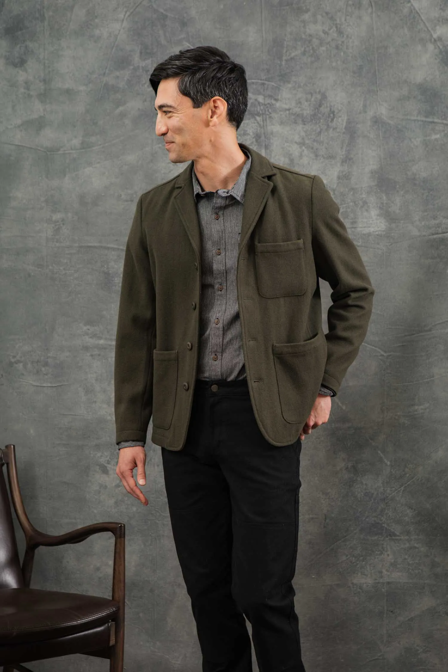 Nate Chore Blazer / Basque Green Wool sold by Bridge & Burn product image thumbnail 4