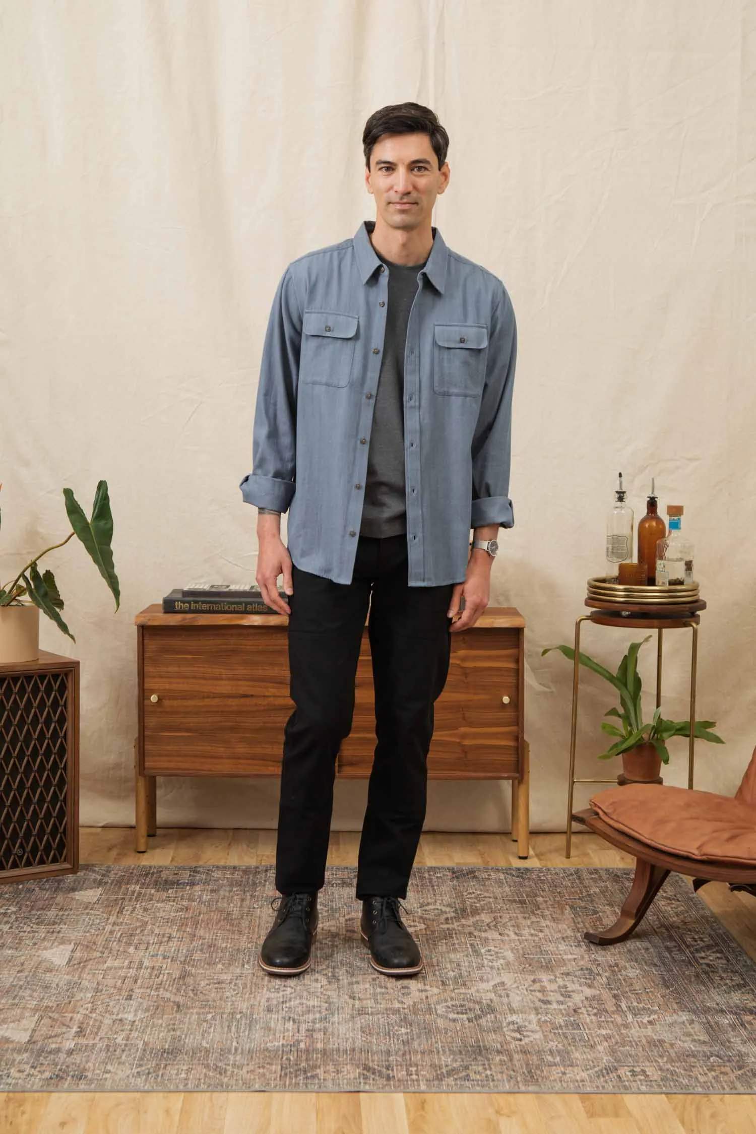 Bedford Shirt / Denim Herringbone sold by Bridge & Burn product image thumbnail 5
