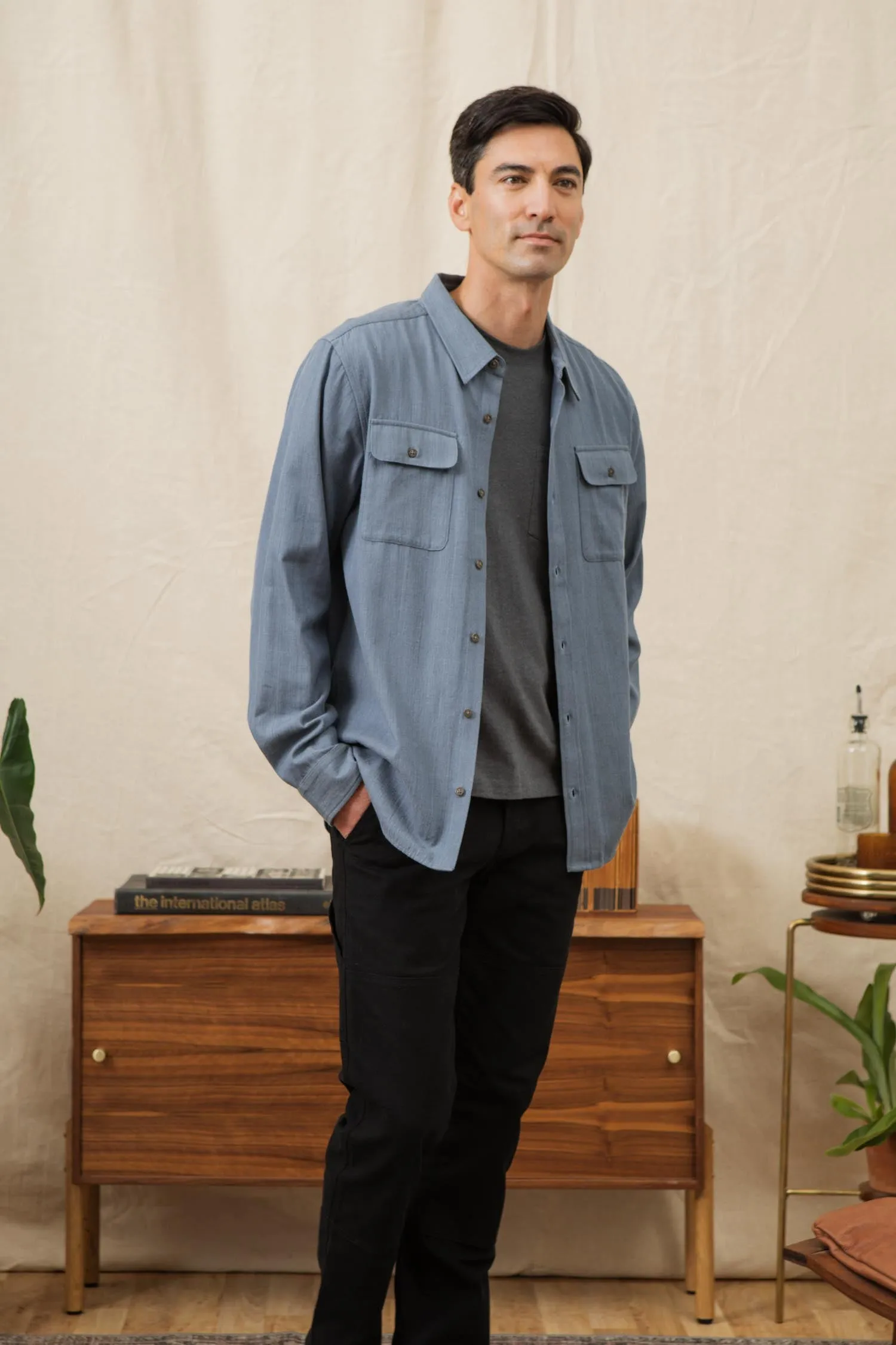 Bedford Shirt / Denim Herringbone sold by Bridge & Burn product image thumbnail 3