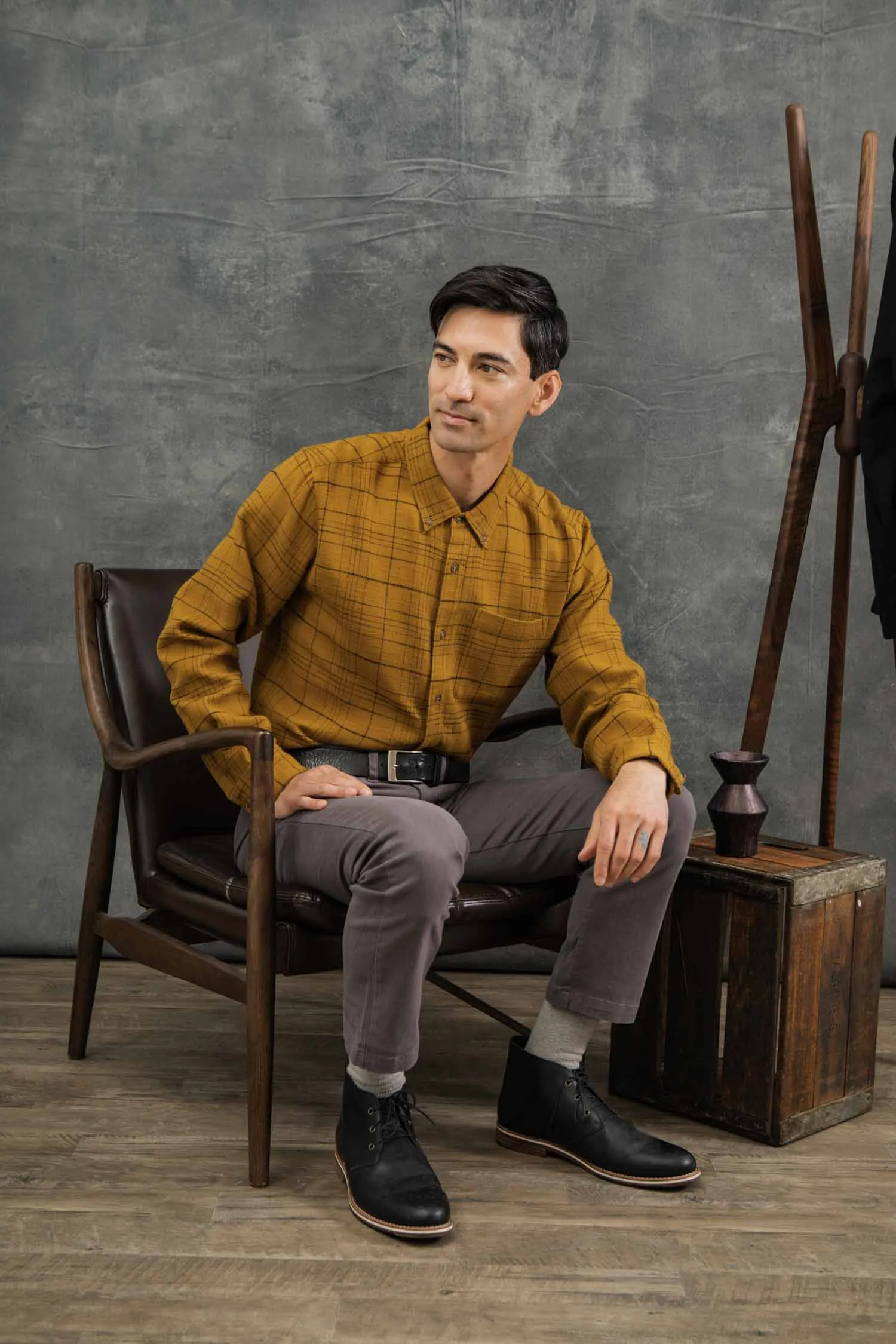 Sutton Slim Shirt / Golden Horizon Plaid sold by Bridge & Burn product image thumbnail 3