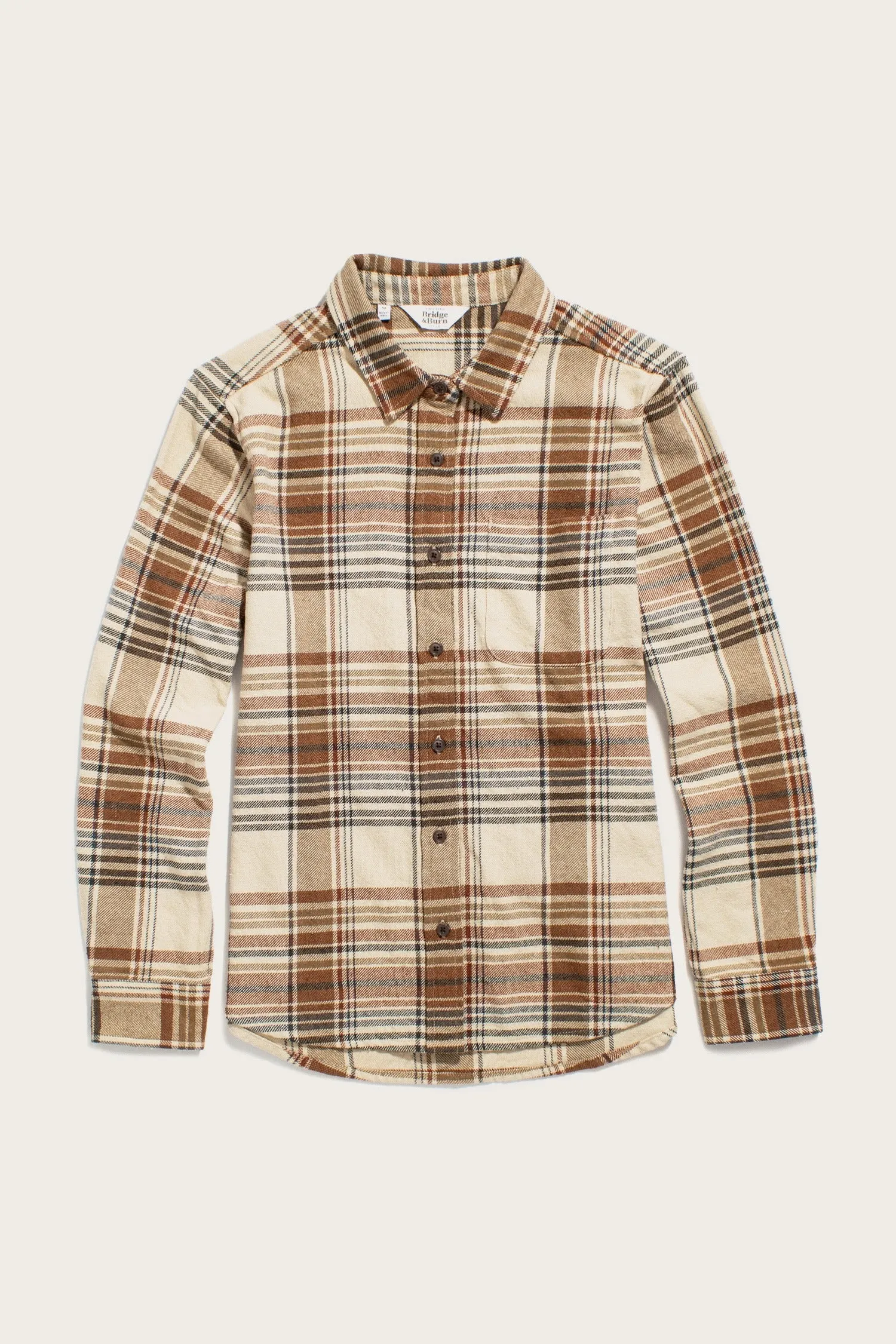 Ash Slim Shirt / Latte Plaid sold by Bridge & Burn
