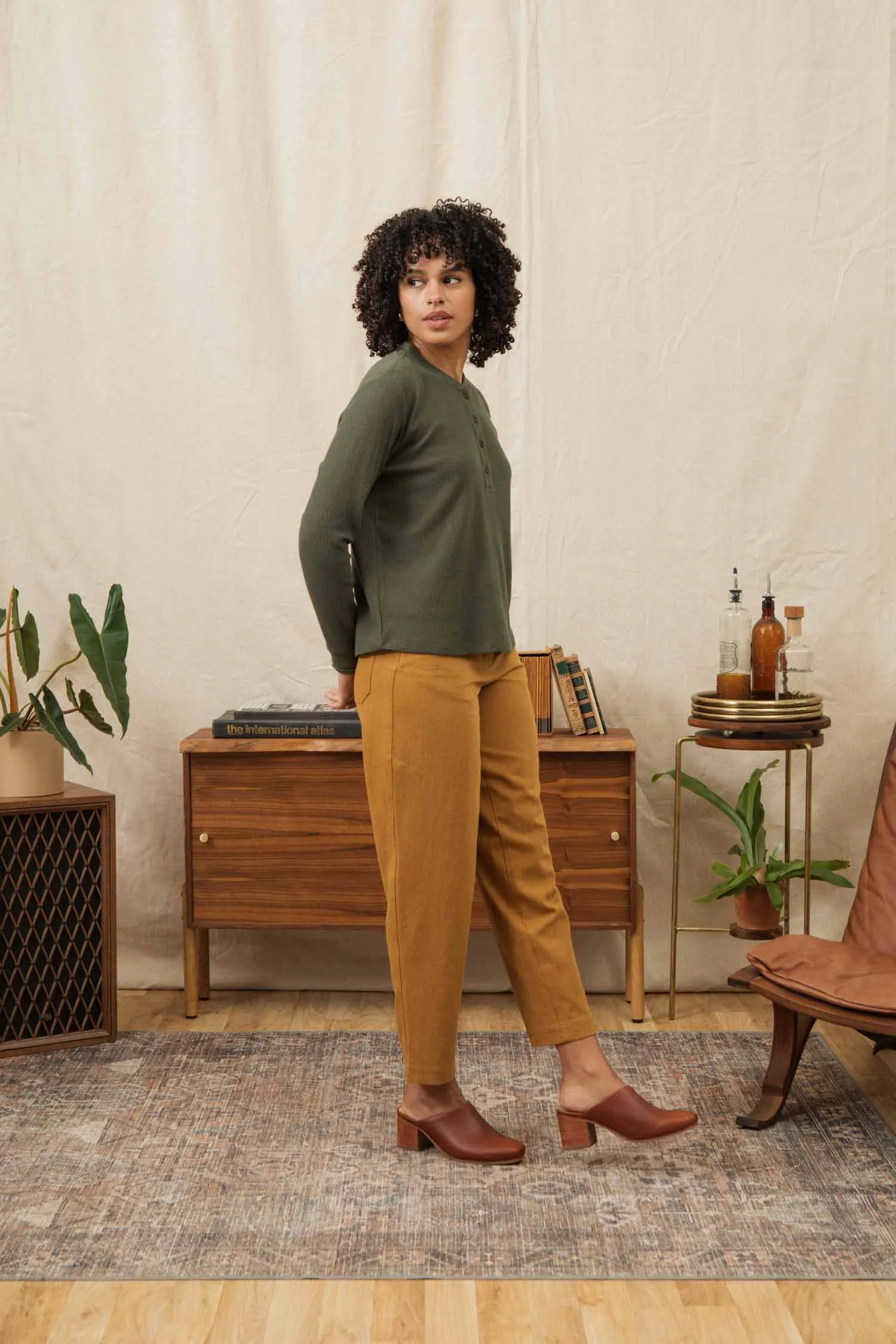 Women's Recycled Waffle Henley / Forest Melange sold by Bridge & Burn product image thumbnail 3