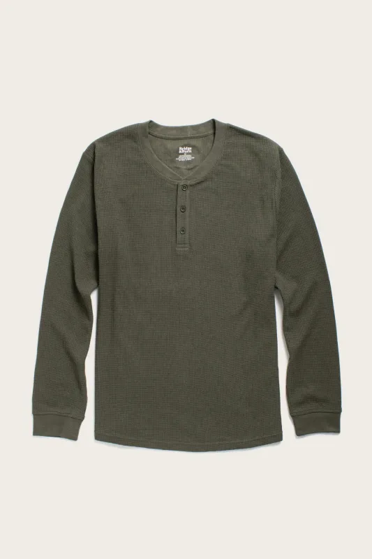 Men's Recycled Waffle Henley / Forest Melange sold by Bridge & Burn