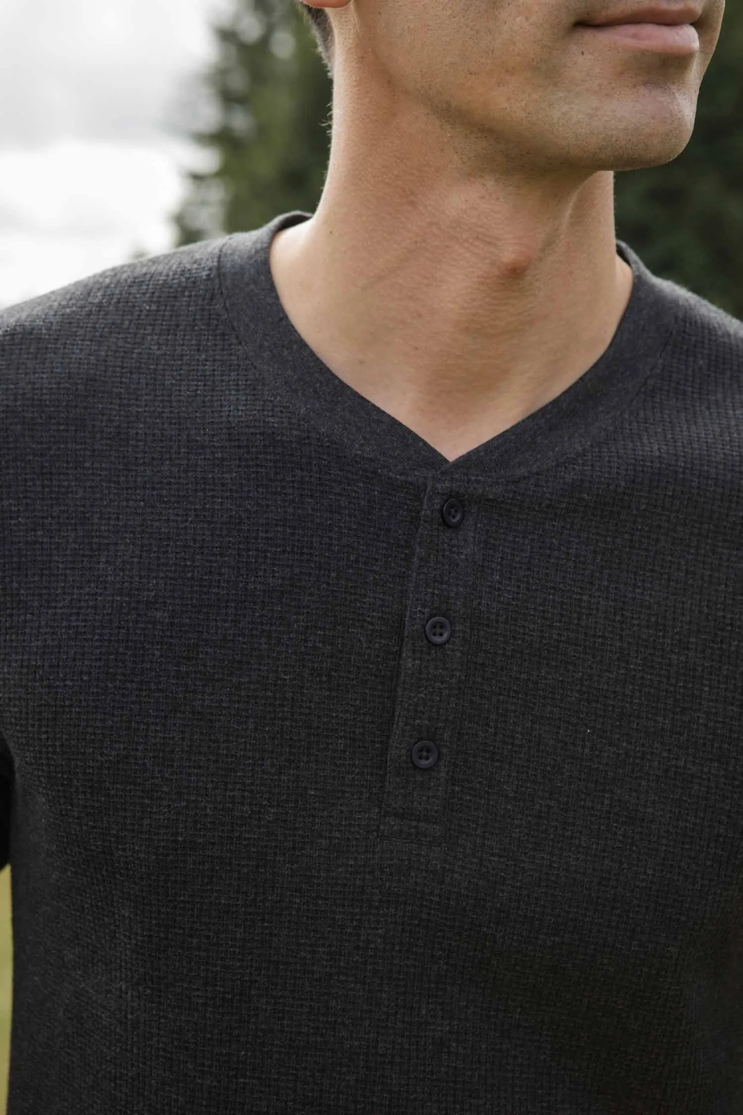 Men's Recycled Waffle Henley / Charcoal Melange sold by Bridge & Burn product image thumbnail 5