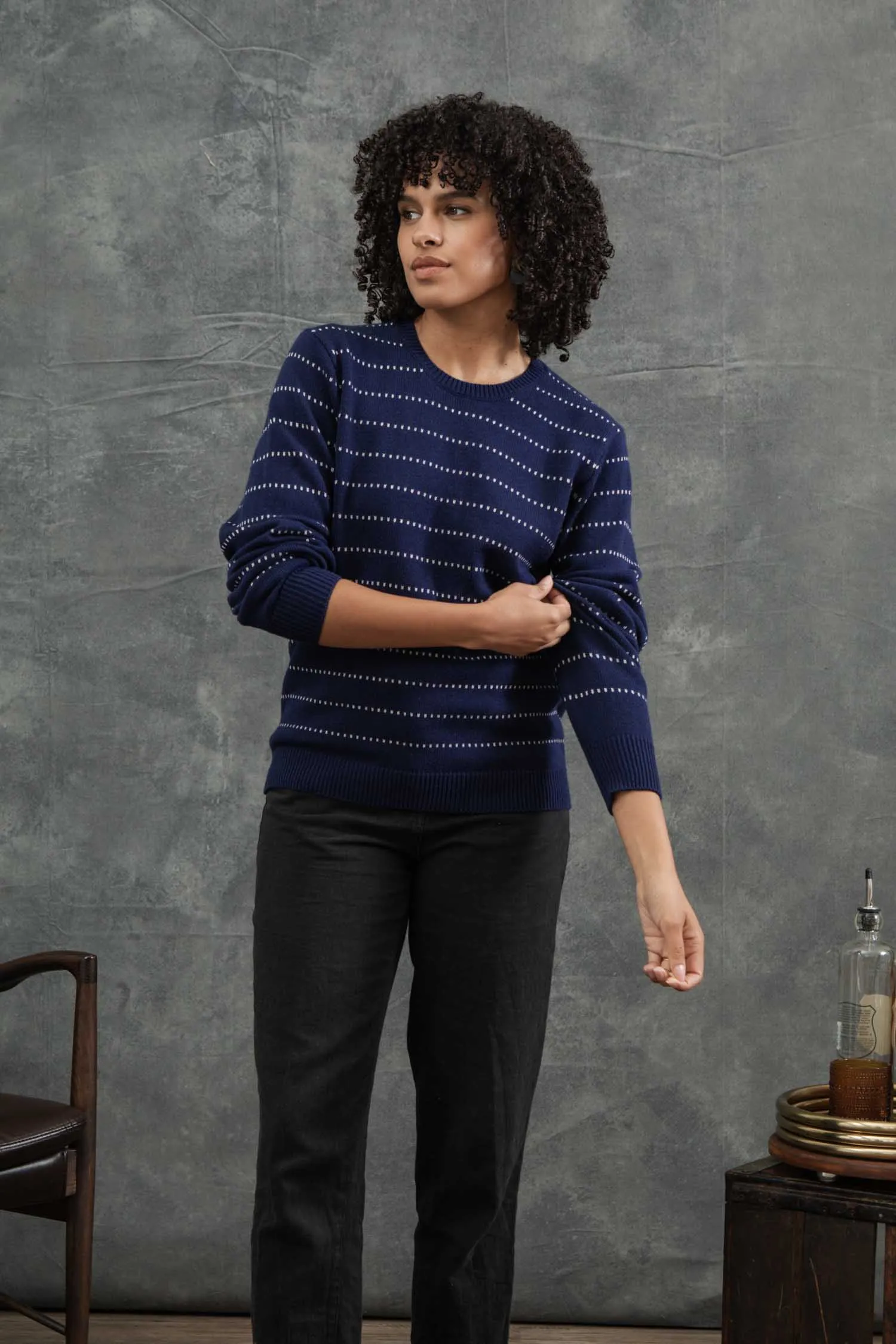 Cline Sweater / Navy Dotted Path sold by Bridge & Burn product image thumbnail 3