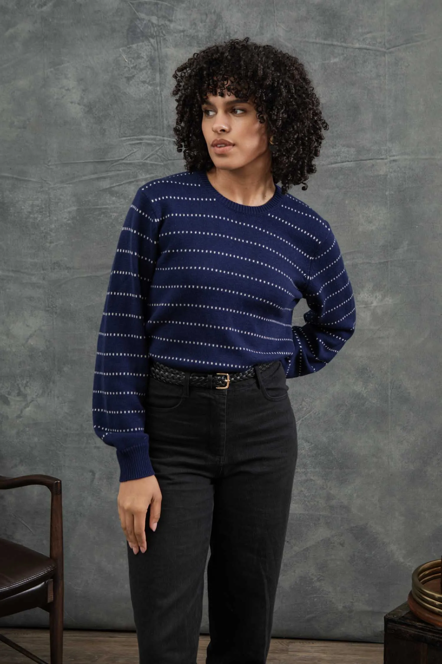 Cline Sweater / Navy Dotted Path sold by Bridge & Burn product image thumbnail 2