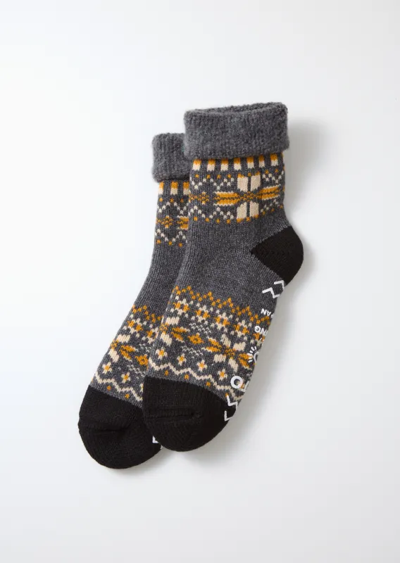 RoToTo Comfy Room Snow Flake Socks / D. Gray sold by Bridge & Burn