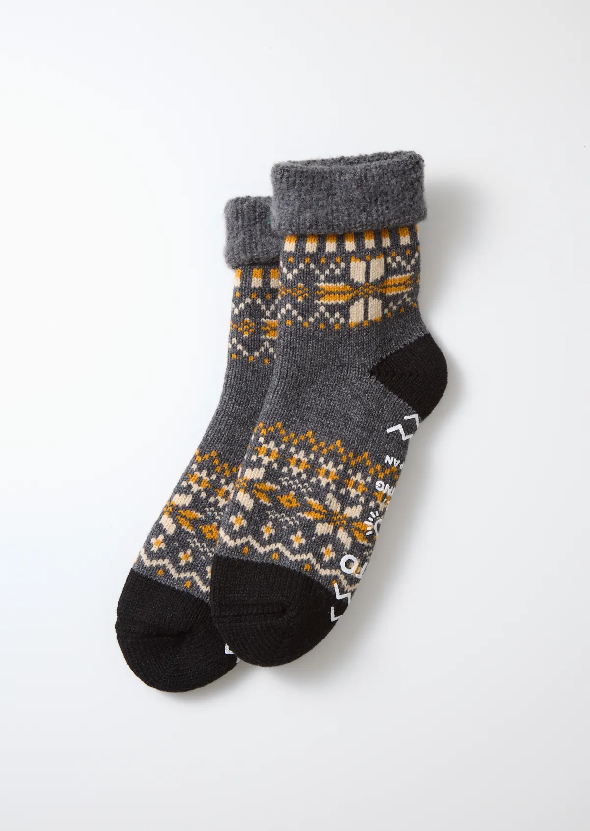 RoToTo Comfy Room Snow Flake Socks / D. Gray sold by Bridge & Burn