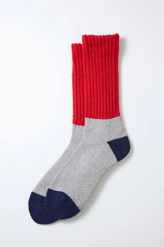 RoToTo Multi Loose Pile Socks / Red Gray sold by Bridge & Burn