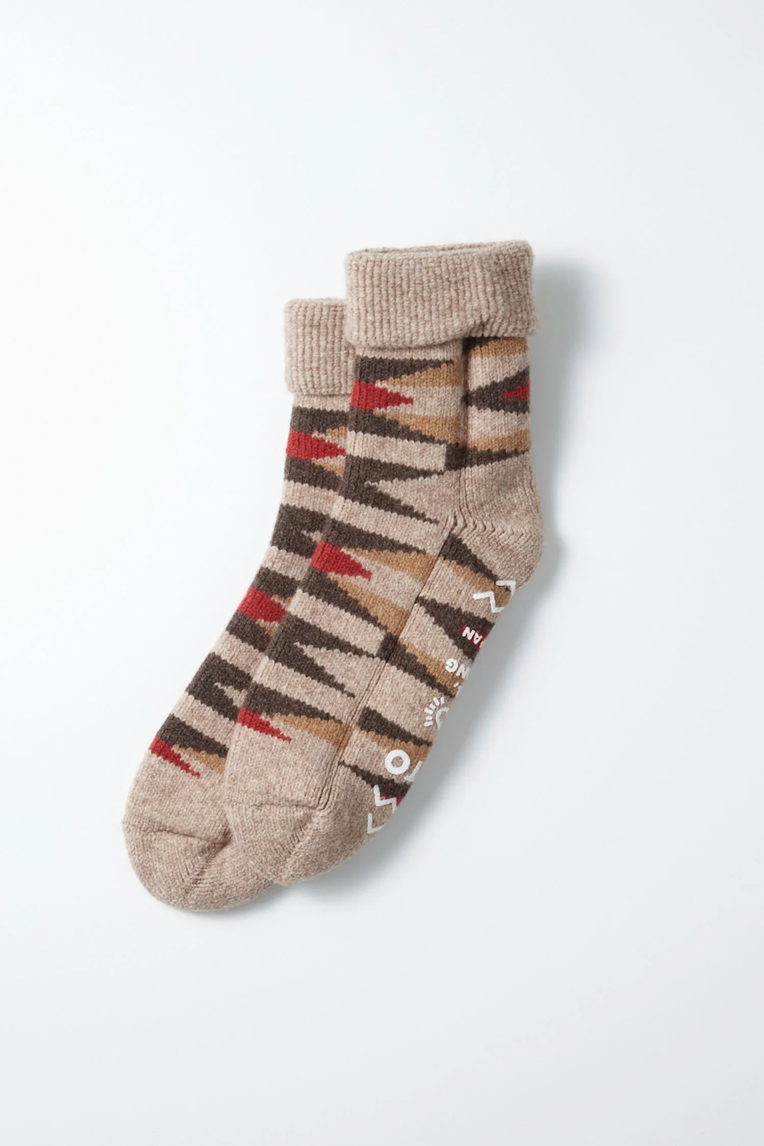 RoToTo Merino Lambs Wool Room Socks "Native" / L. Brown sold by Bridge & Burn