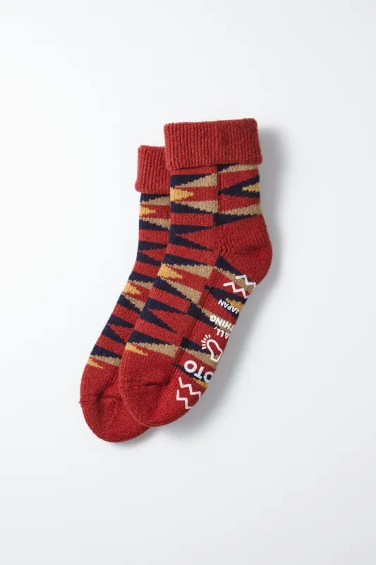 RoToTo Merino Lambs Wool Room Socks "Native" / Red sold by Bridge & Burn