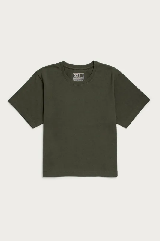 Recycled Boxy Tee / Olive sold by Bridge & Burn