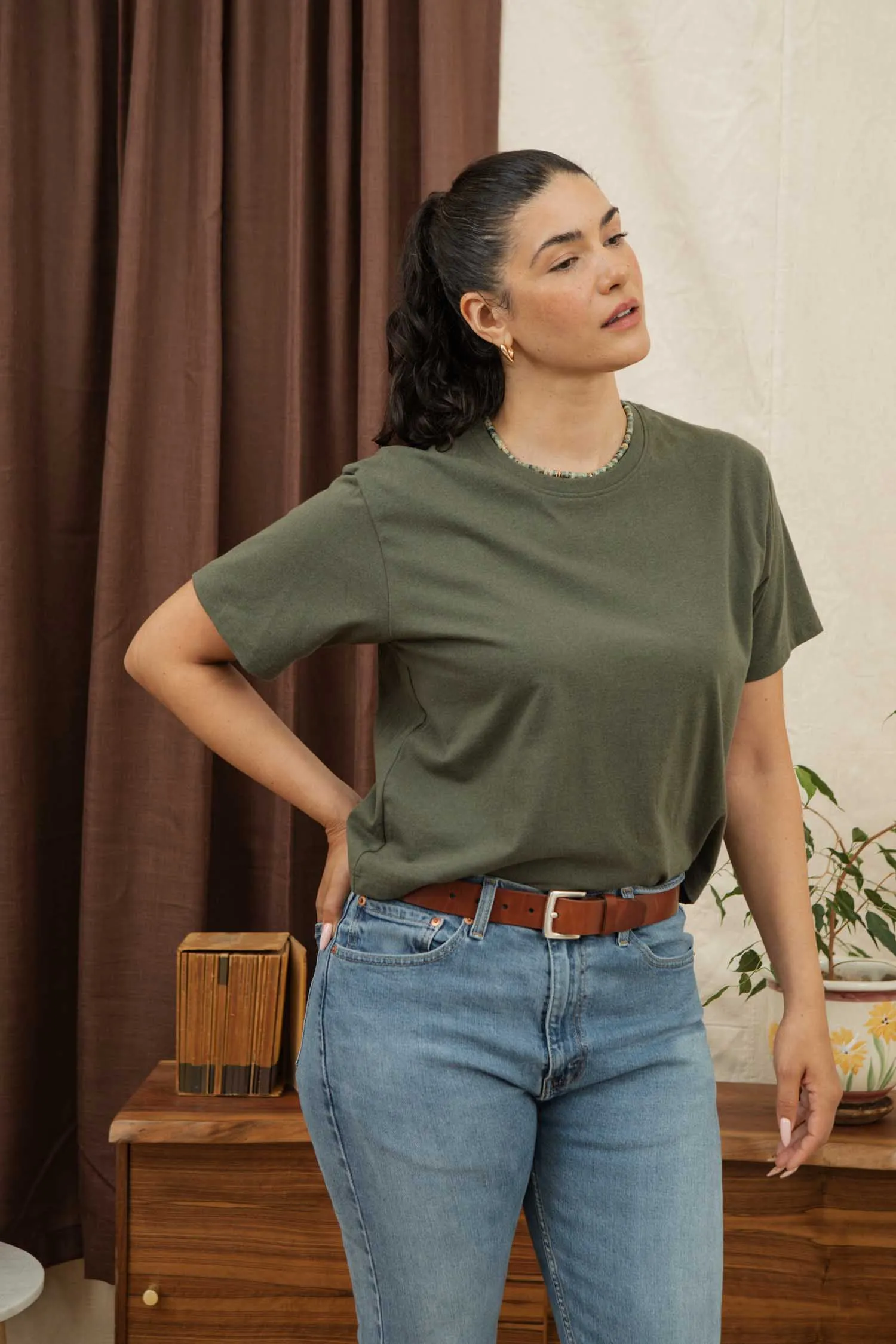 Recycled Boxy Tee / Olive sold by Bridge & Burn product image thumbnail 3