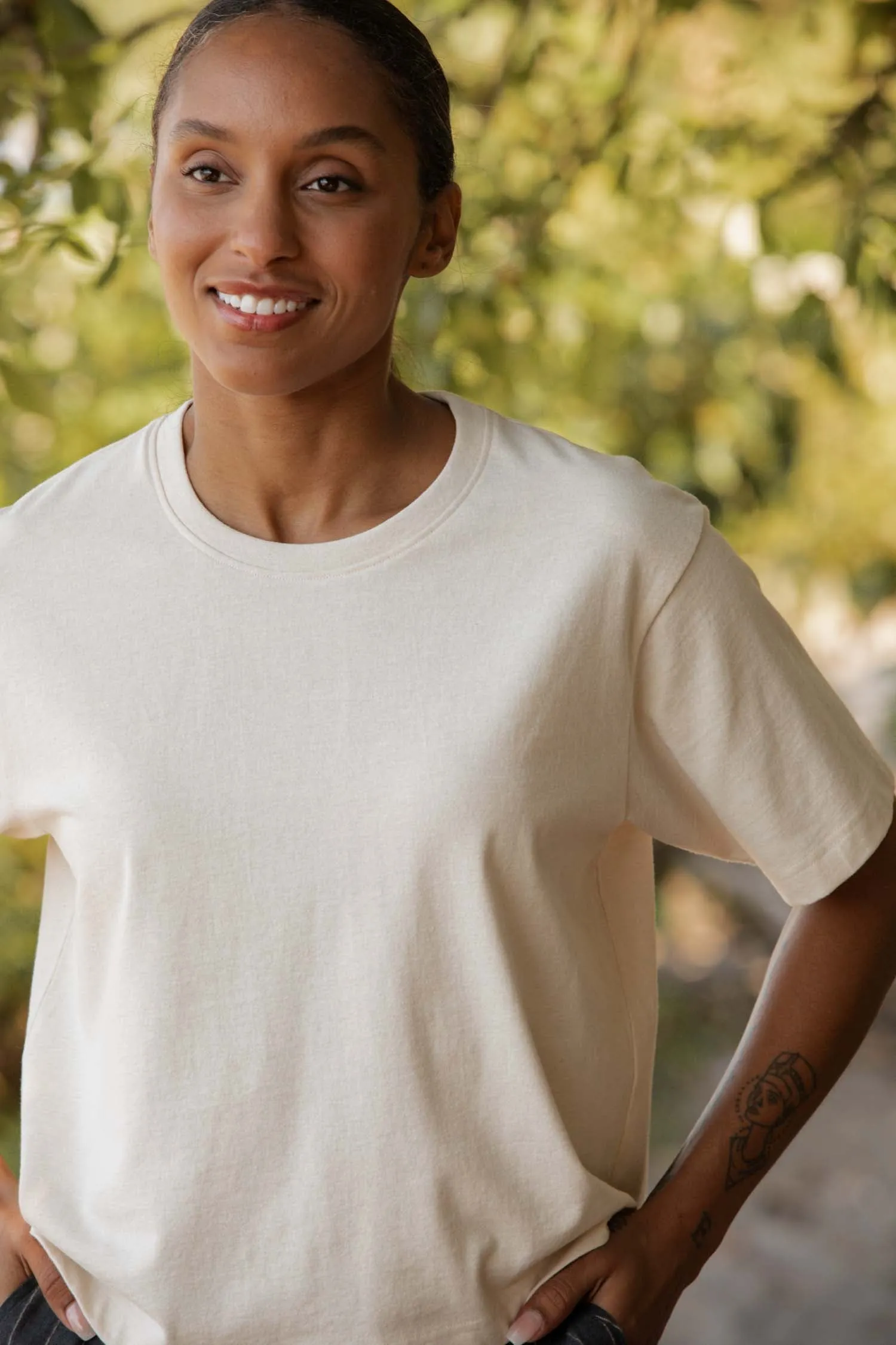 Recycled Boxy Tee / Ivory sold by Bridge & Burn product image thumbnail 5