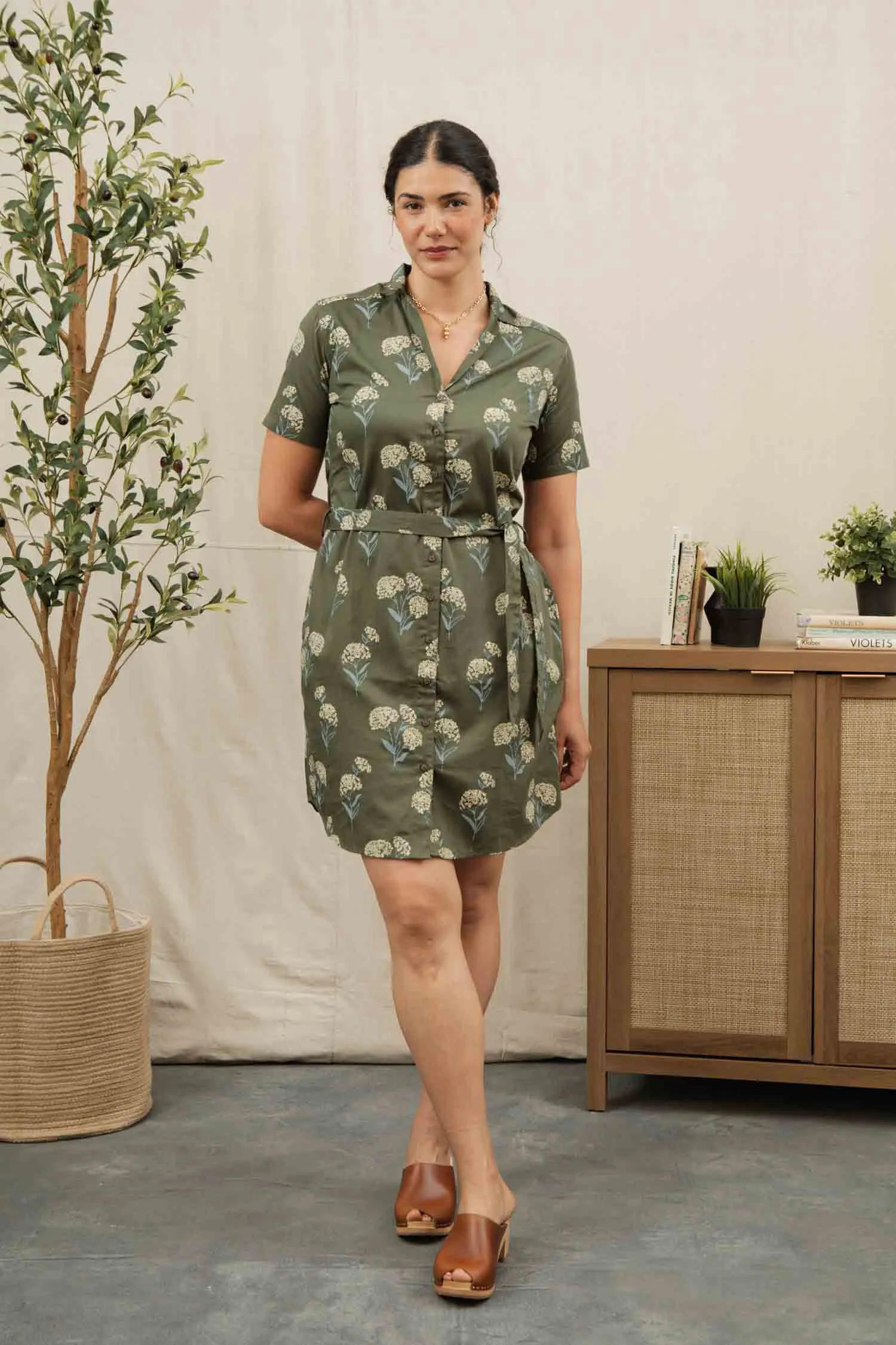 Sofia Shirt Dress / Olive Wildflower sold by Bridge & Burn product image thumbnail 2