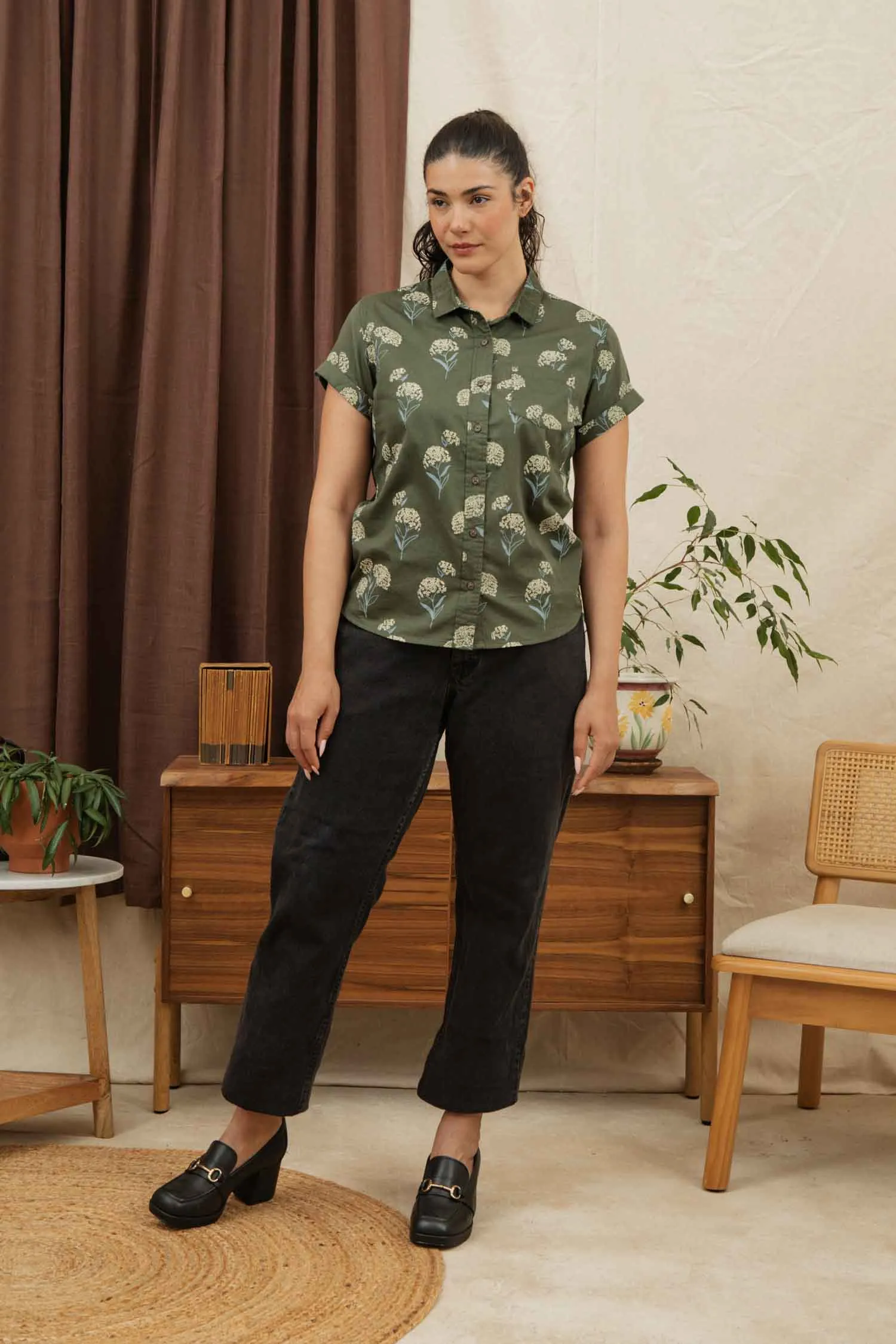 Bea Shirt / Olive Wildflower sold by Bridge & Burn product image thumbnail 3