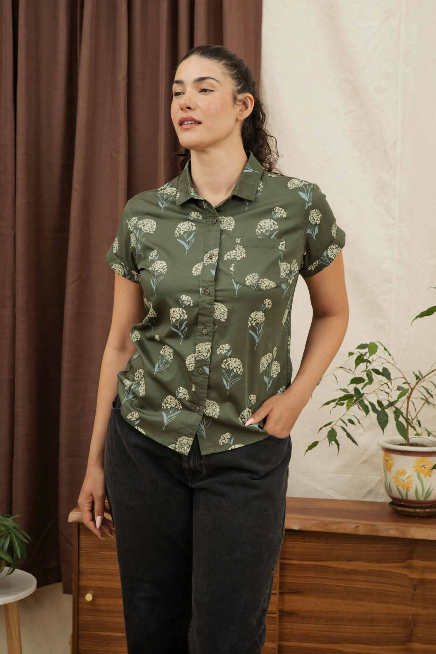 Bea Shirt / Olive Wildflower sold by Bridge & Burn product image thumbnail 4