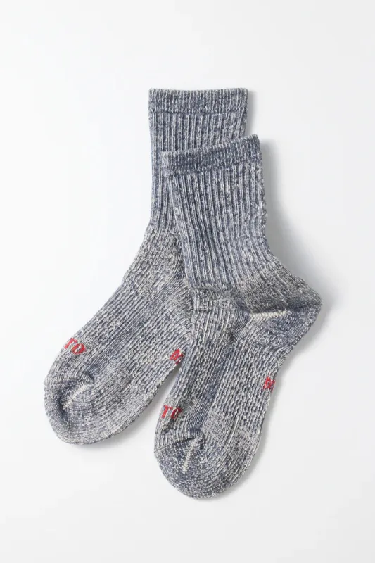 RoToTo Double Face Mini Crew Socks / Navy sold by Bridge & Burn