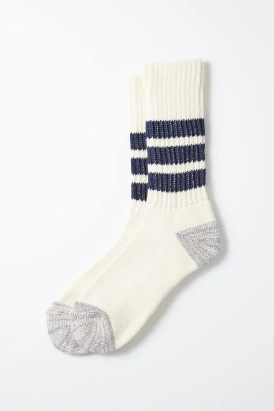 RoToTo Coarse Ribbed Old School Socks / Navy sold by Bridge & Burn