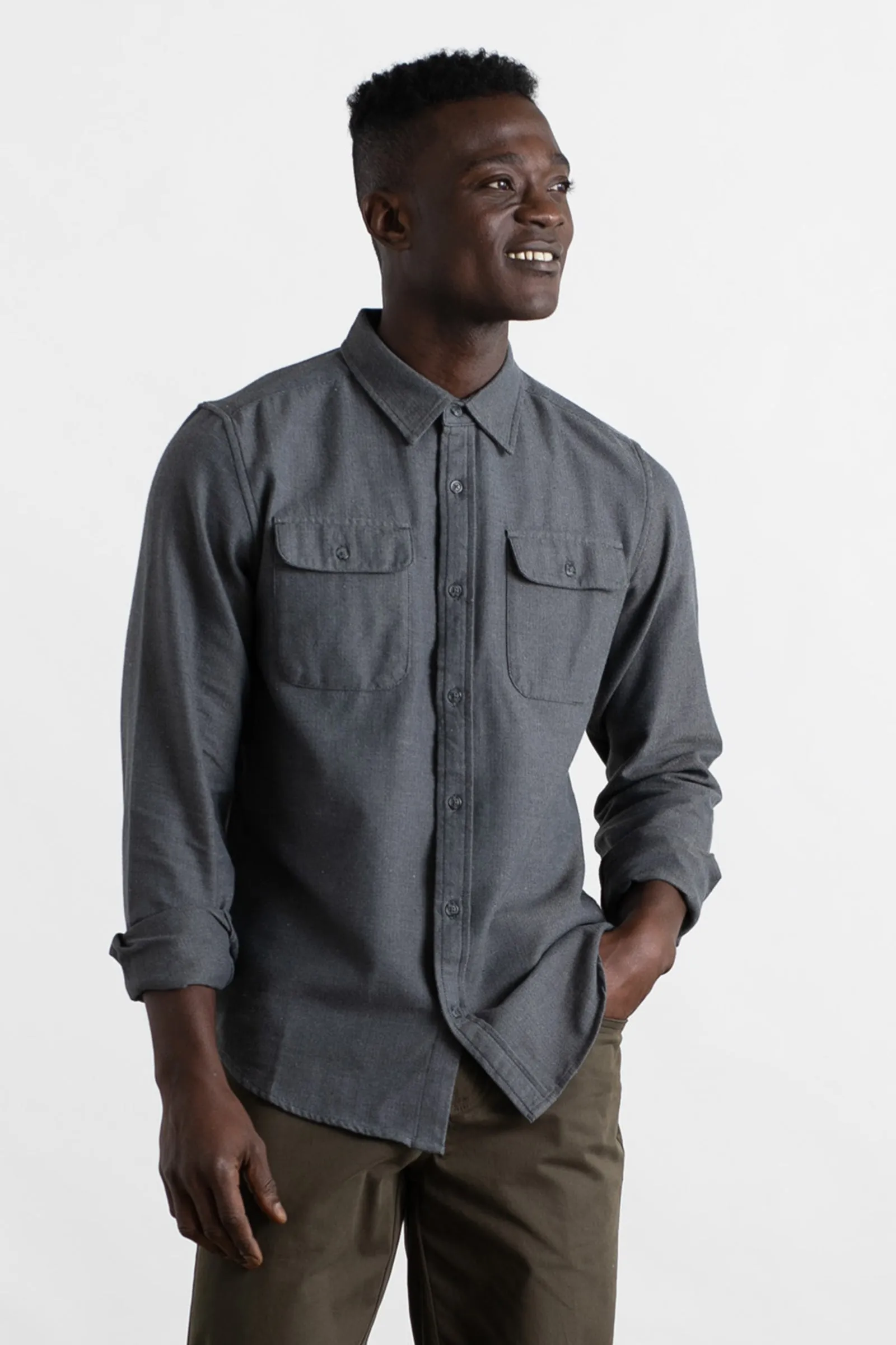 Bedford Shirt / Charcoal Herringbone sold by Bridge & Burn product image thumbnail 2