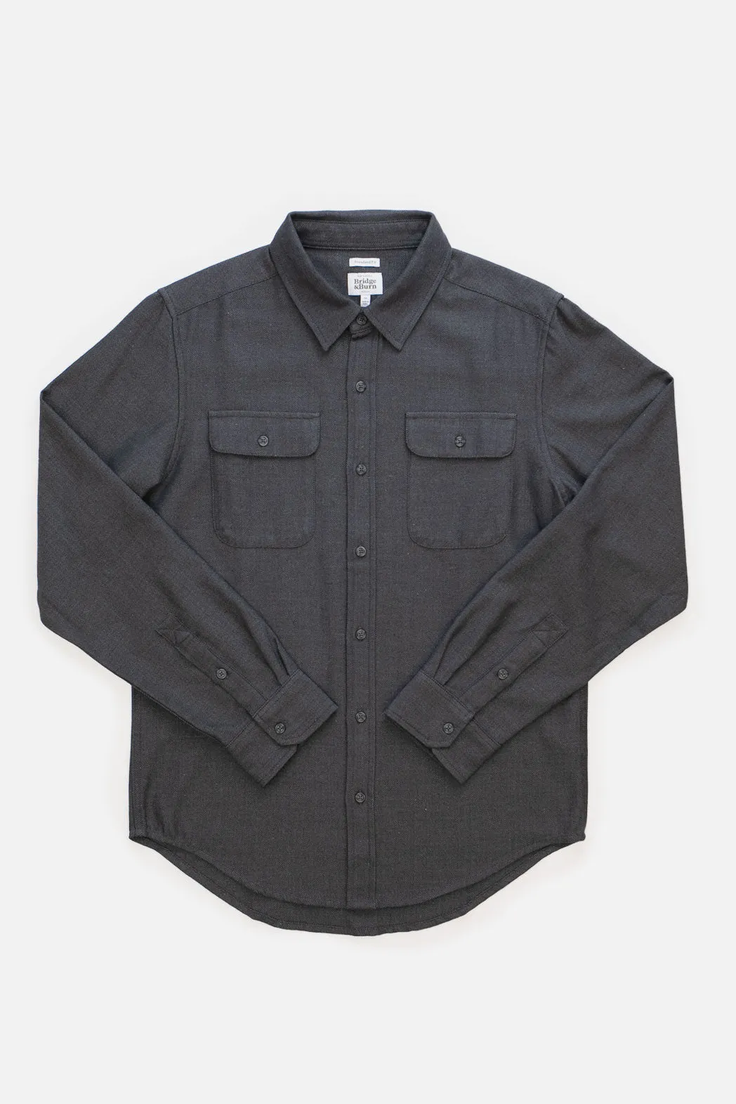 Bedford Shirt / Charcoal Herringbone sold by Bridge & Burn