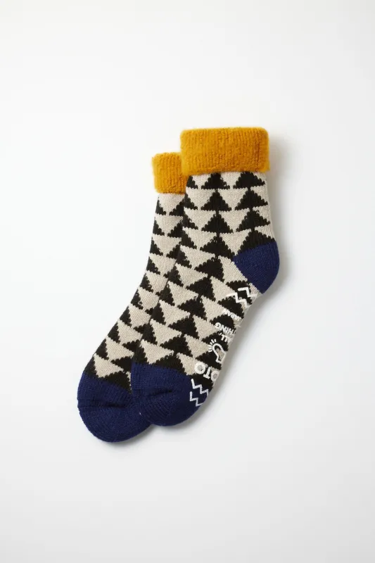 RoToTo Comfy Room Sankaku Socks / Gold Black Navy sold by Bridge & Burn