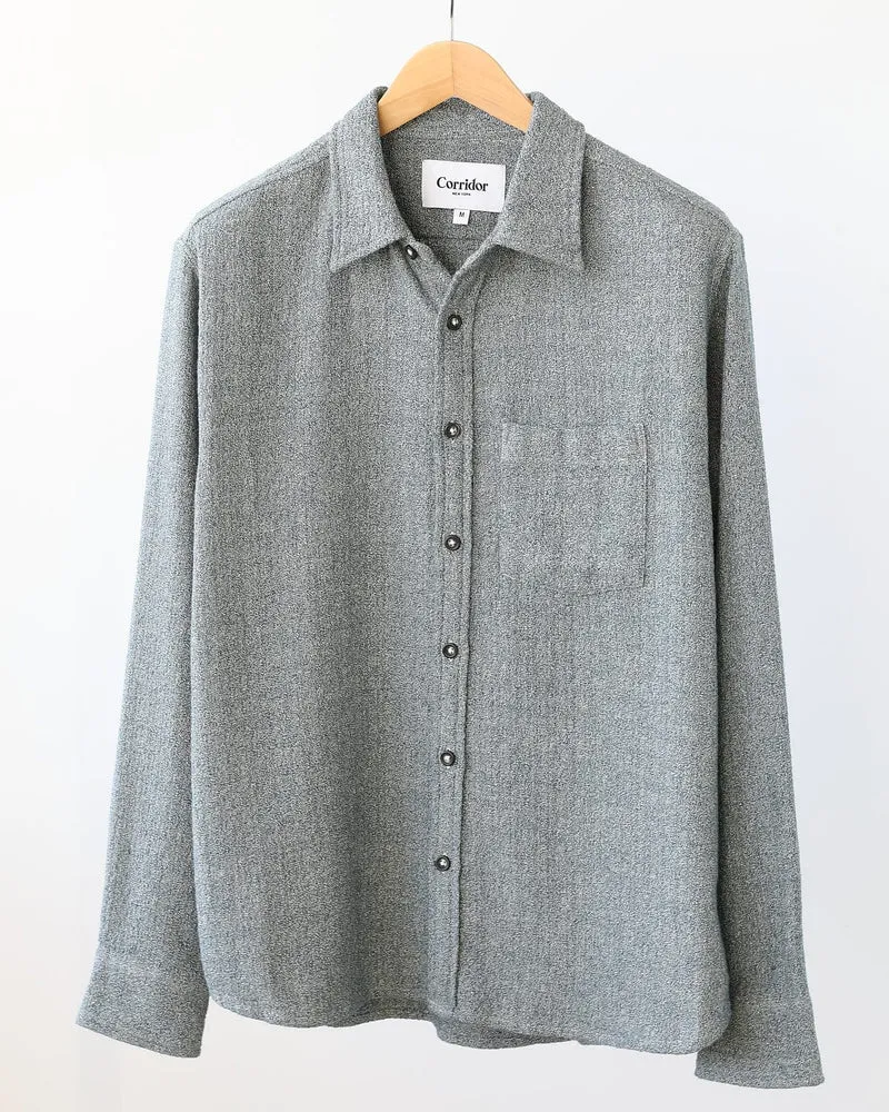 Corridor Pearl Boucle Shirt / Navy sold by Bridge & Burn
