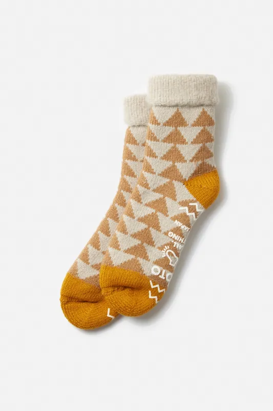 RoToTo Comfy Room Sankaku Socks / Beige Gold sold by Bridge & Burn