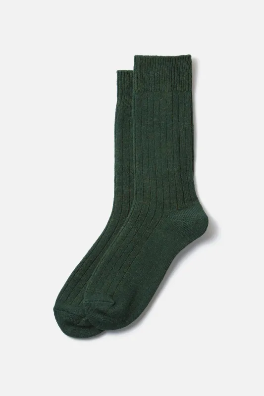 RoToTo Cotton Wool Socks / Dark Green sold by Bridge & Burn