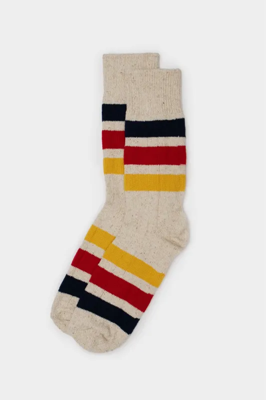 RoToTo Park Stripe Crew Socks / Ivory sold by Bridge & Burn