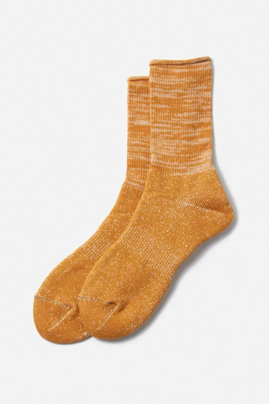 RoToTo Washi Pile Crew Socks / Dark Yellow sold by Bridge & Burn