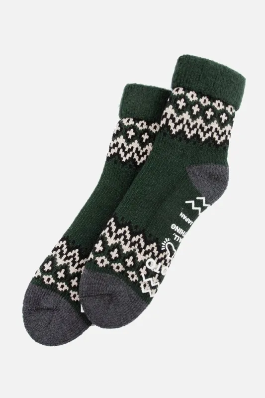 RoToTo Comfy Room Socks / Nordic Dark Green sold by Bridge & Burn