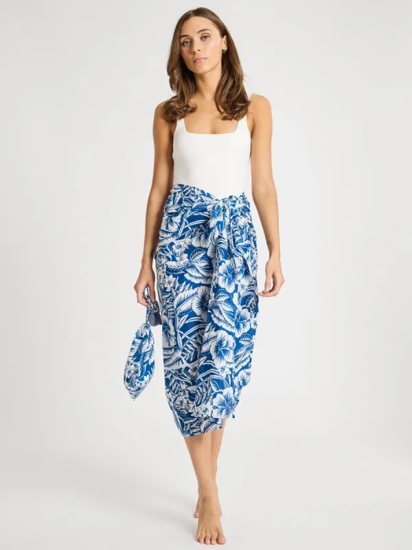 Pareo in Blue Hibiscus sold by MILLE