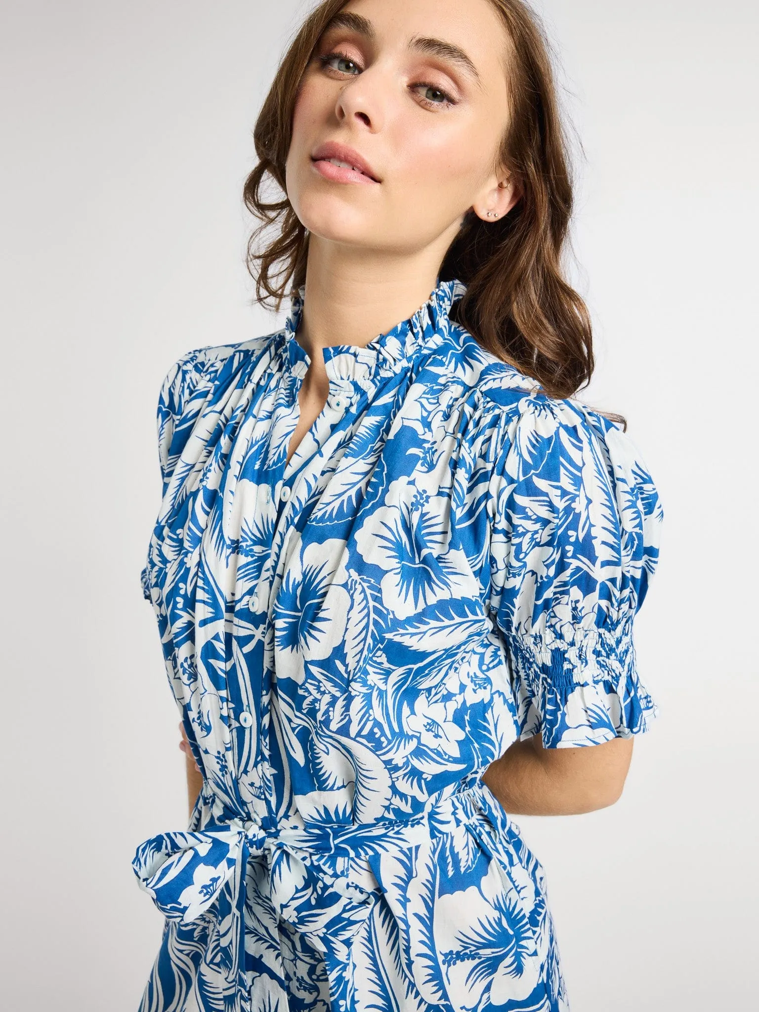 Vera Dress in Blue Hibiscus sold by MILLE product image thumbnail 4