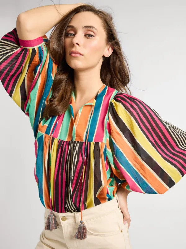 Charlie Top in Ibiza Stripe sold by MILLE