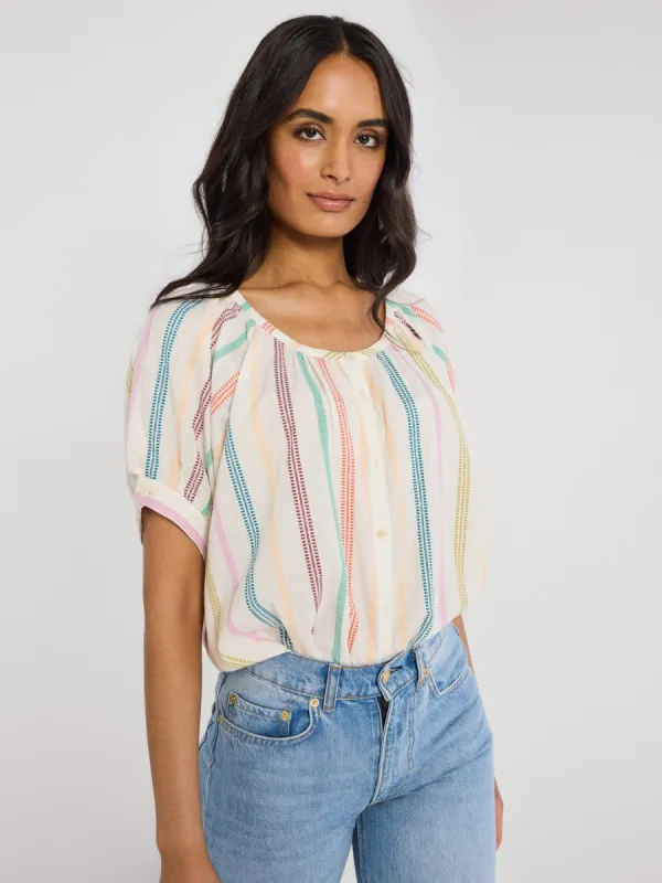 Naomi Top in Mallorca Stripe sold by MILLE