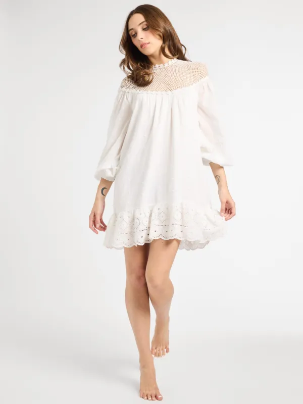 Mirella Crochet Dress in White sold by MILLE