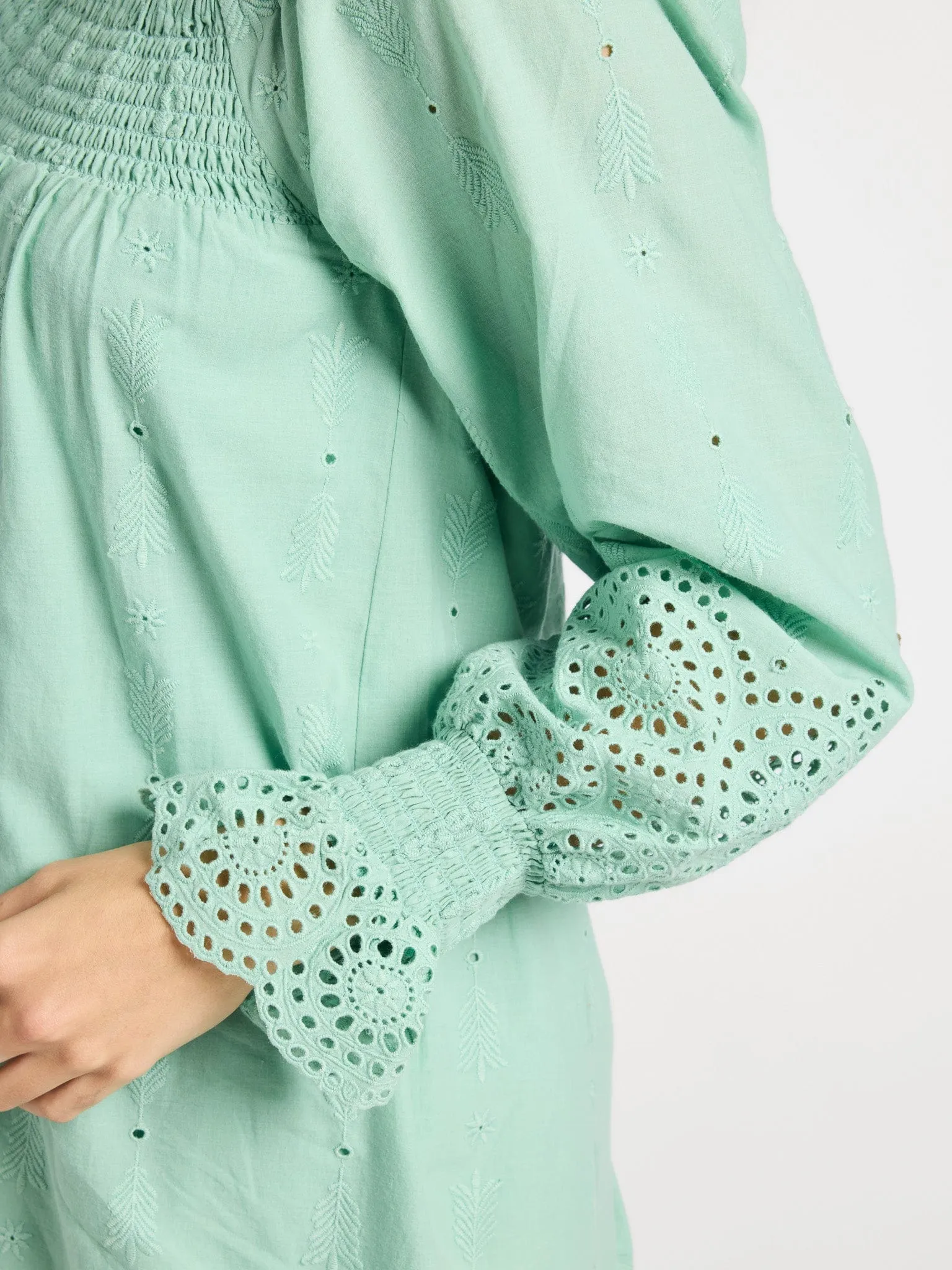 Gabriette Dress in Pistachio Eyelet sold by MILLE product image thumbnail 5