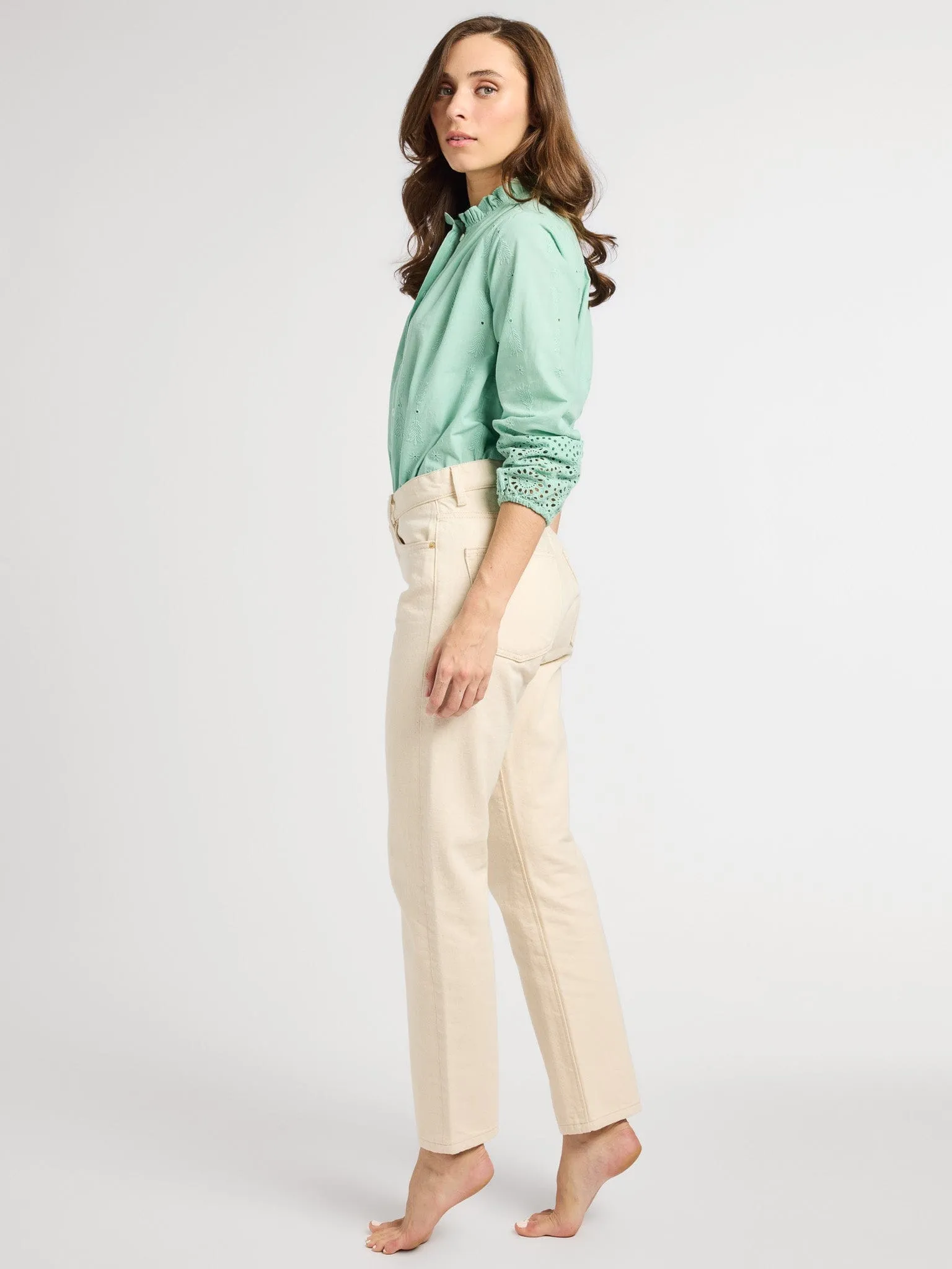 Francesca Top in Pistachio Eyelet sold by MILLE product image thumbnail 3