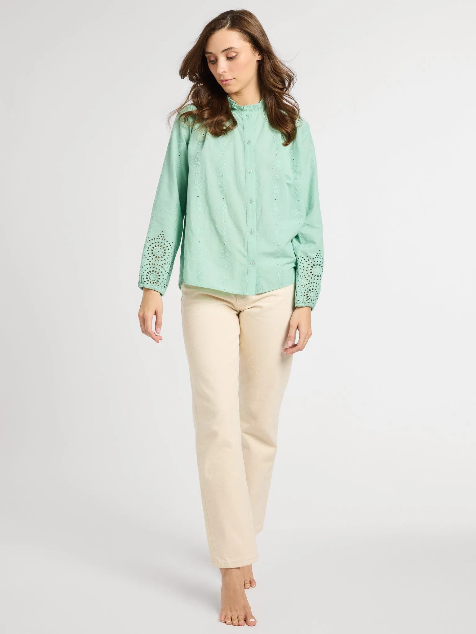 Francesca Top in Pistachio Eyelet sold by MILLE product image thumbnail 5