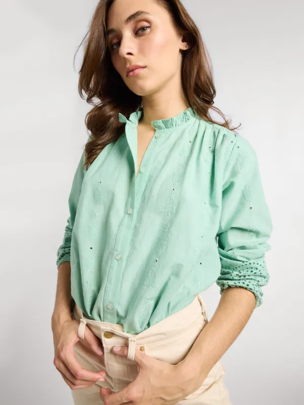 Francesca Top in Pistachio Eyelet sold by MILLE