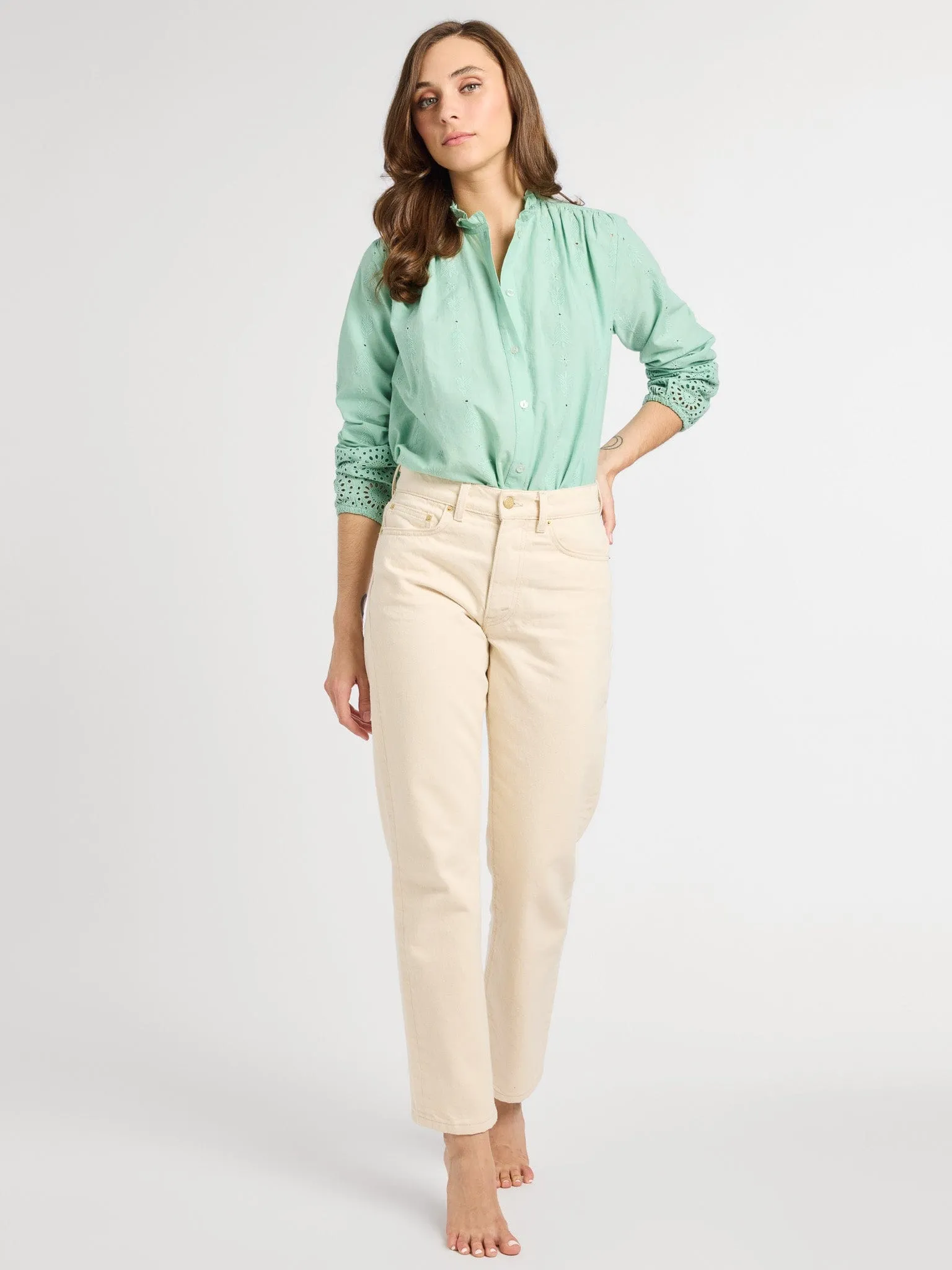Francesca Top in Pistachio Eyelet sold by MILLE product image thumbnail 2