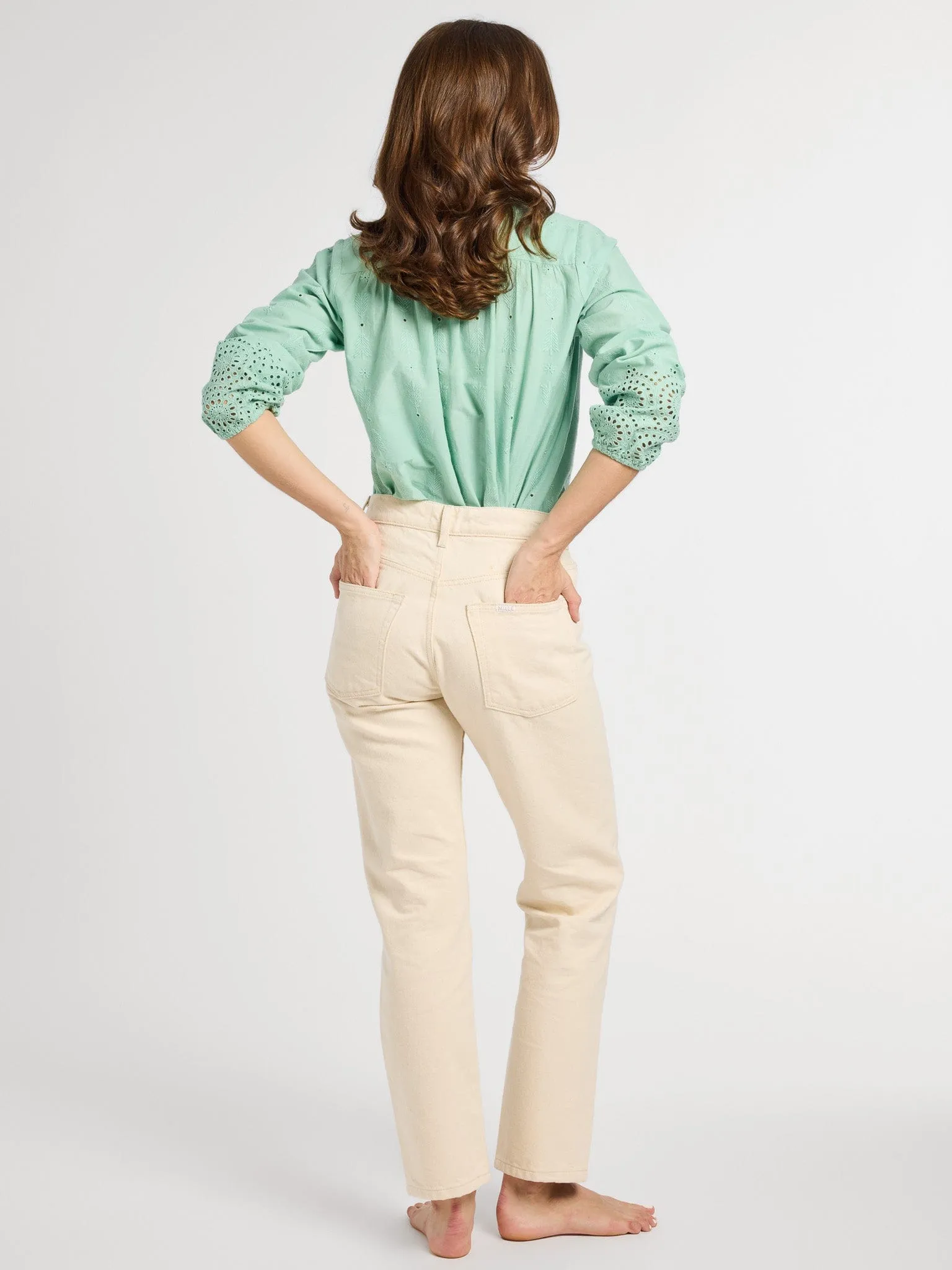 Francesca Top in Pistachio Eyelet sold by MILLE product image thumbnail 4